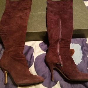 Via Spiga purple above-the-knee suede boots